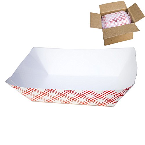 Disposable Paper Food Tray for Carnivals, Fairs, Festivals, and Picnics. Holds Nachos, Fries, Hot Corn Dogs, and more! - 2.5-Pound, 50-Pack