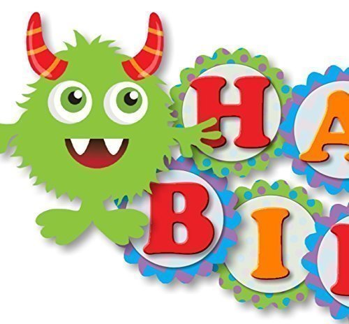 Monster Birthday Banner Party Decoration Supplies - "HAPPY BIRTHDAY" - Handmade in USA