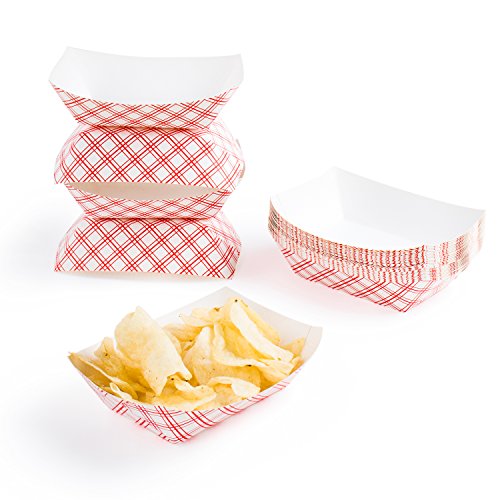 Disposable Paper Food Tray for Carnivals, Fairs, Festivals, and Picnics. Holds Nachos, Fries, Hot Corn Dogs, and more! - 2.5-Pound, 50-Pack