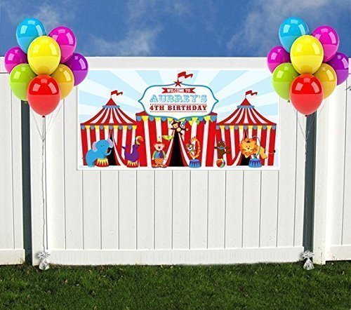 Circus Carnival Big Top Birthday Banner Personalized Party Decoration Backdrop