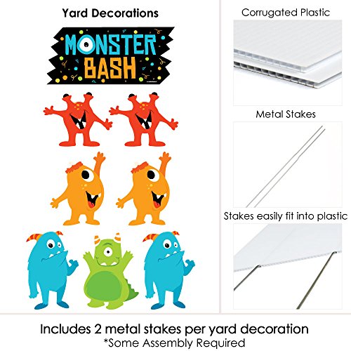 Big Dot of Happiness Monster Bash - Yard Sign & Outdoor Lawn Decorations - Little Monster Birthday Party or Baby Shower Yard Signs - Set of 8