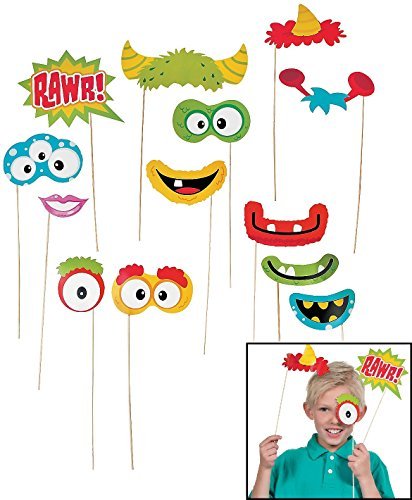 Fun Monster Photo Stick Props (12 Pack) 1 1/2-8 1/2" X 2" - 4 1/4. Paper.