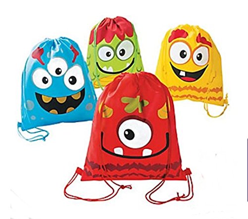 Silly Monster Party drawstring backpacks - Set of 12