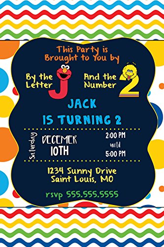 Custom Invitation - Sesame Street, Elmo, Big Bird, Primary Colors, Birthday, Shower