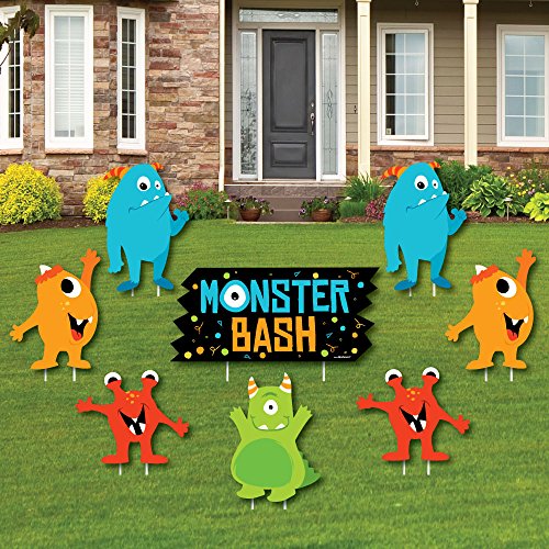 Big Dot of Happiness Monster Bash - Yard Sign & Outdoor Lawn Decorations - Little Monster Birthday Party or Baby Shower Yard Signs - Set of 8