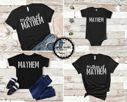 matching mom and son shirt mother of mayhem matching mom and daughter shirt kids family outfits funny graphic tees baby boy toddler