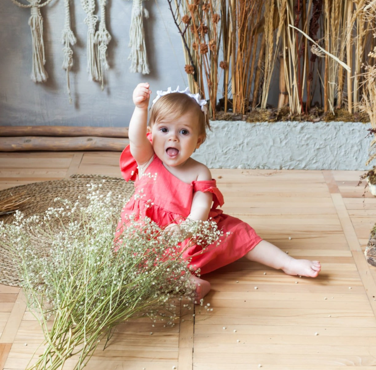 Baby Girl Ruffle Top and Bloomer Set Boho Neutral Style