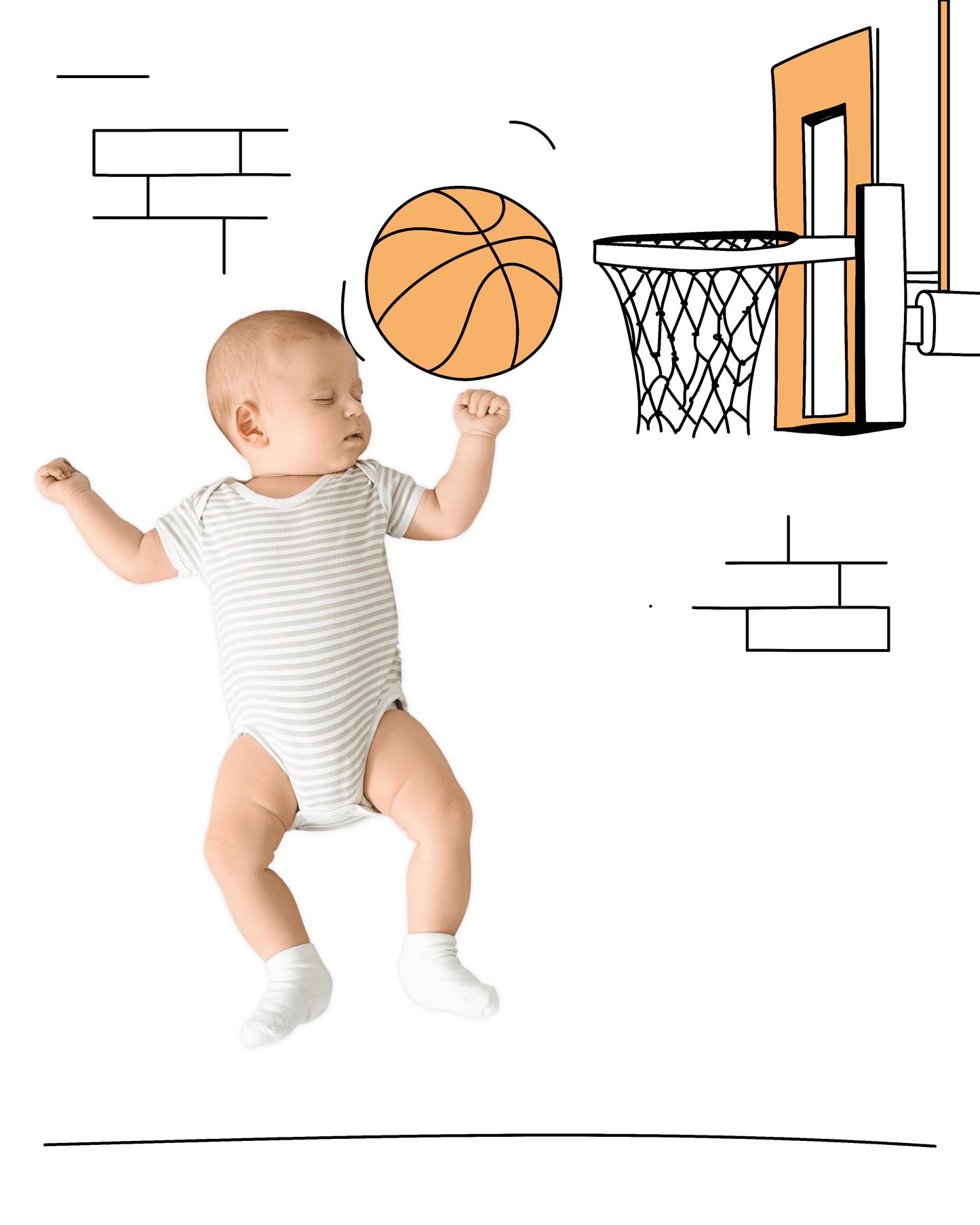 Basketball Sketch Baby Photo Backdrop Background Illustration Monthly Pictures Milestone Backdrop