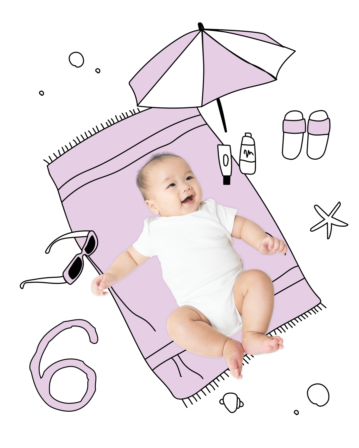 Sun Bathing Beauty Sketch Baby Photo Backdrop Background Illustration Monthly Pictures Milestone Backdrop