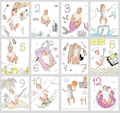 Swing Sketch Baby Photo Backdrop Photo Prop Background Monthly Pictures Milestone Backdrop