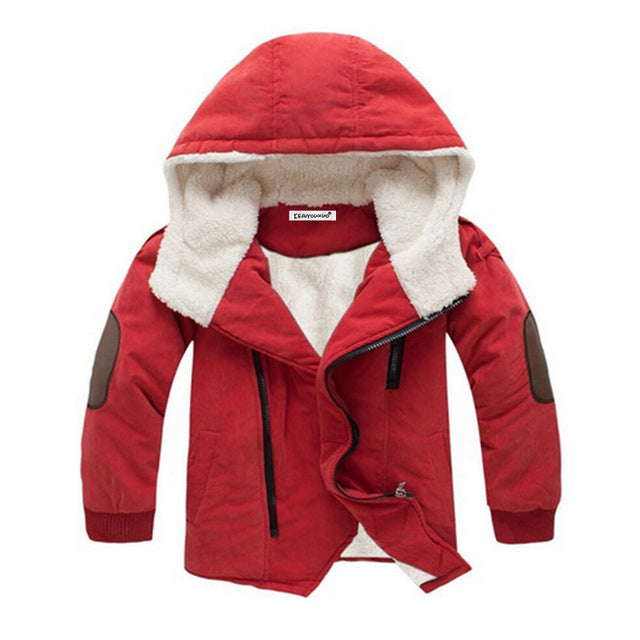 Boys Fleece Lined Coat with Elbow Patches Stylish Winter Jacket Toddler