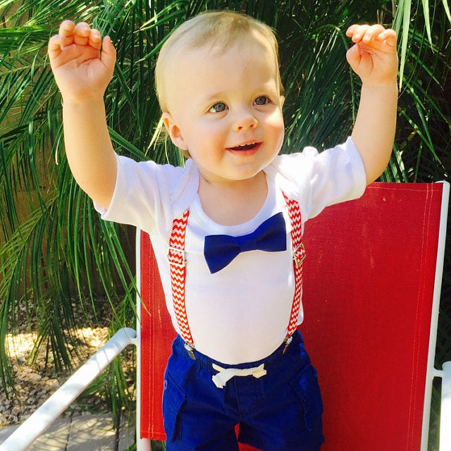 July 4th Baby Boy Outfit - Fourth of July Boy Clothes - Newborn 4th of July - Toddler - Patriotic - 4th of July Outfits for Boys - Star Tie