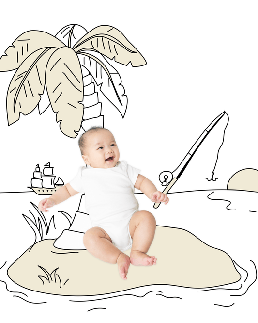 Island Vacation Sketch Baby Photo Backdrop Background Palm Tree Monthly Pictures Milestone Backdrop