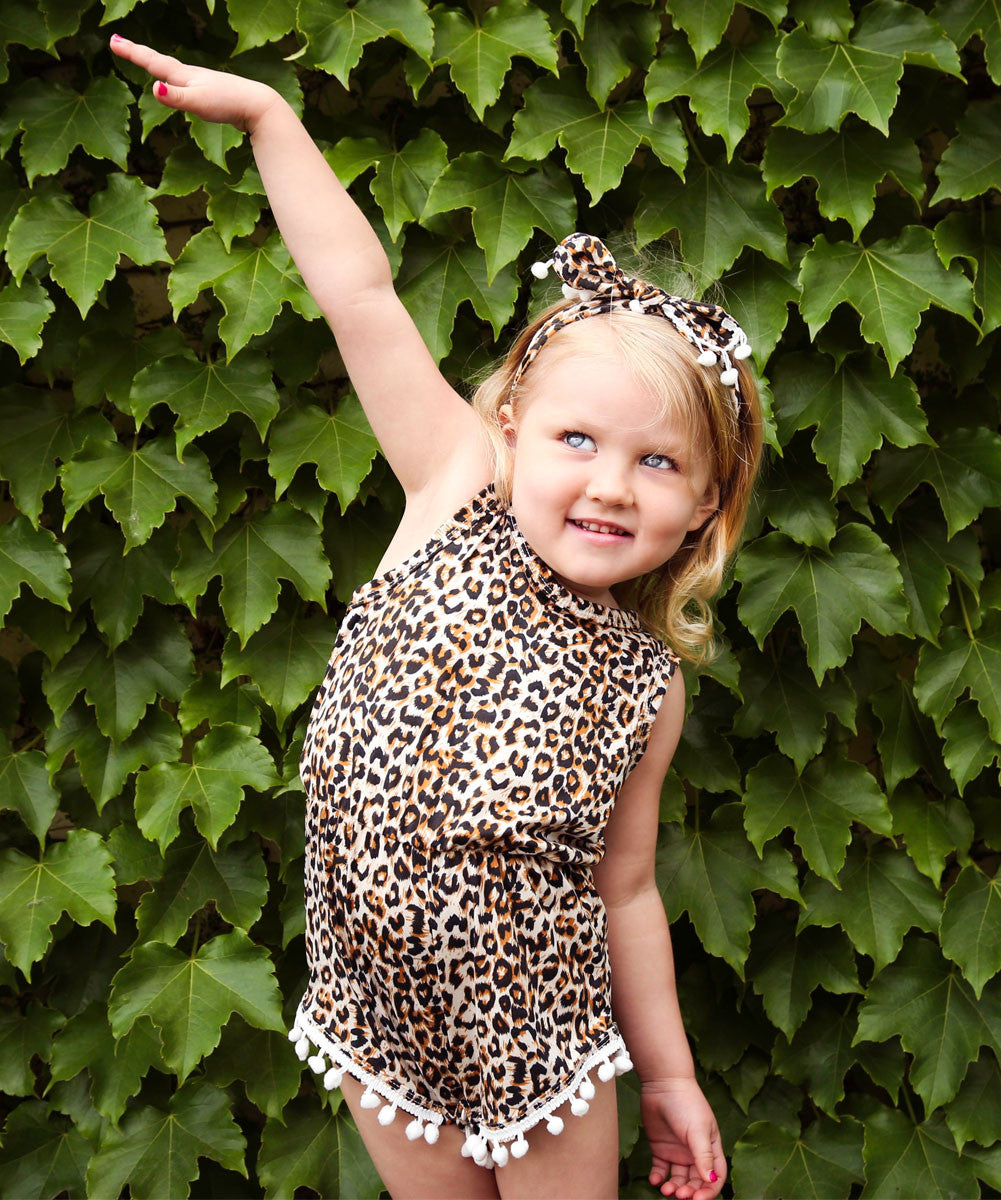 Baby fashion girl leopard romper