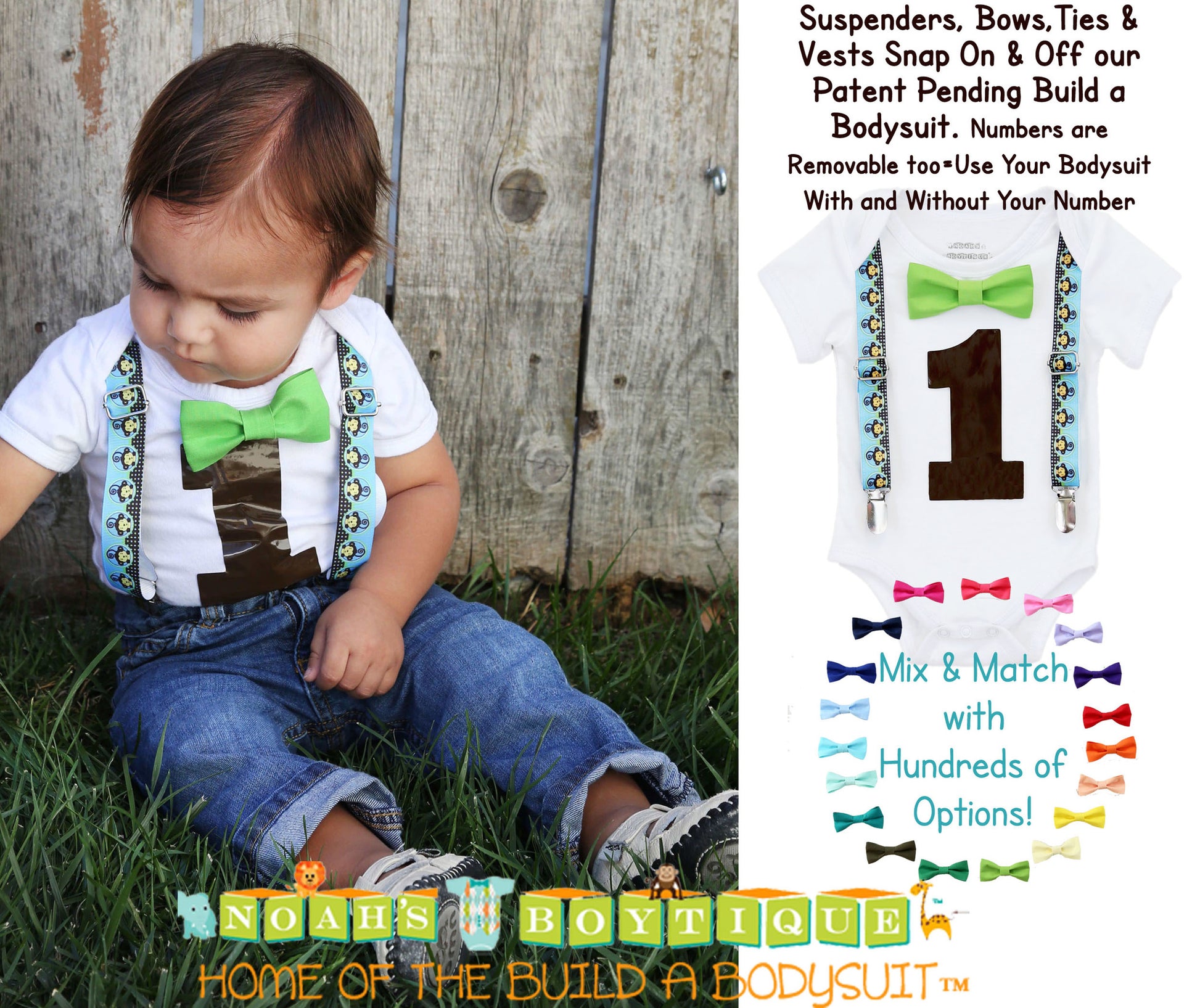 Monkey Birthday Outfit Baby Boy - First Birthday Monkey Outfit - Monkey Birthday Shirt - Monkey Theme Party - Noahs Boytique - One Year Old Outfit Boy