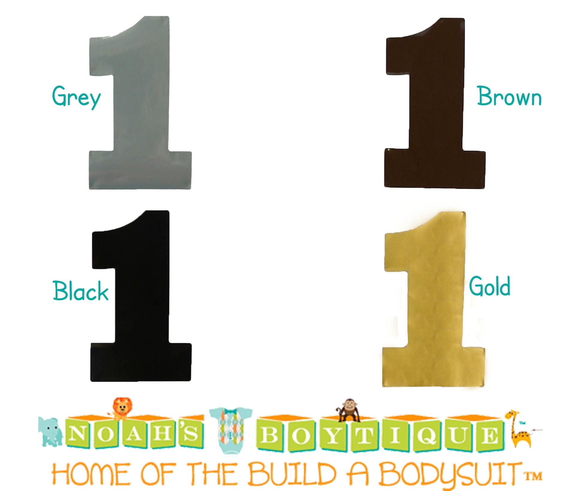 Bodysuit Sticker - Number One Sticker - Blue - Navy - Number 1 - Shirt Sticker - Solids - Black - Grey - Gold - Brown - Noah's Boytique