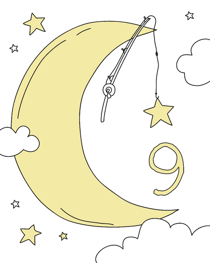 Moon Stars Sketch Baby Photo Backdrop Photo Prop Background Monthly Pictures Milestone Backdrop