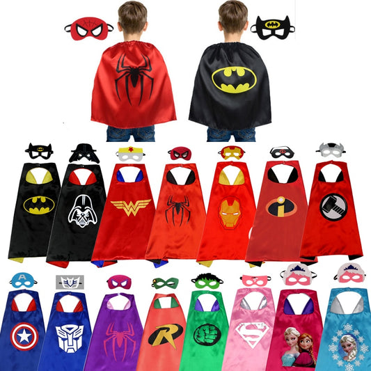 Boys Superhero Capes and Masks Children's Girls Hero Cloak Cosplay Costume For Kids Halloween Party superman Spiderman Iron Man Transformers Star Wars