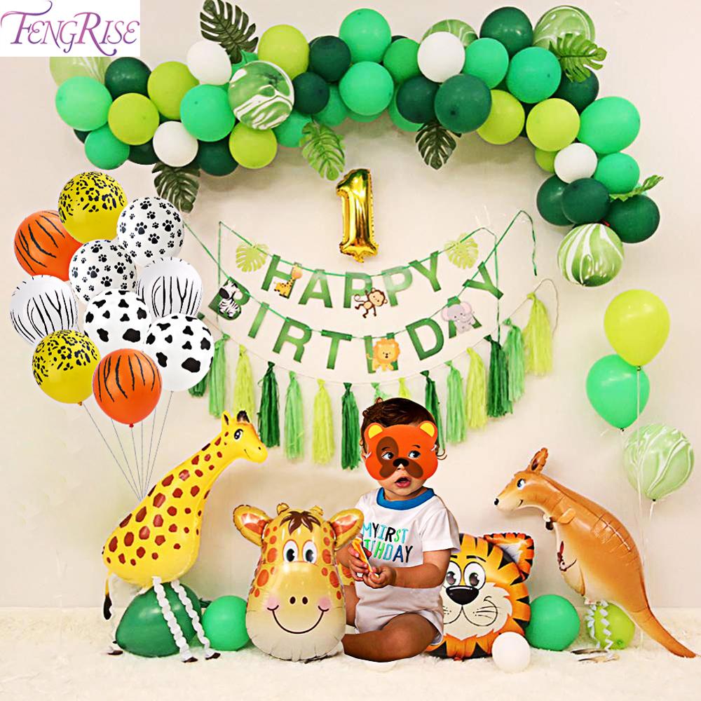 Jungle Party Decorations Green Balloons Palm Leaf latex Animal Forest Birthday Balloon Safari Party Decor Jungle Balloons Animal Zoo Safari Birthday