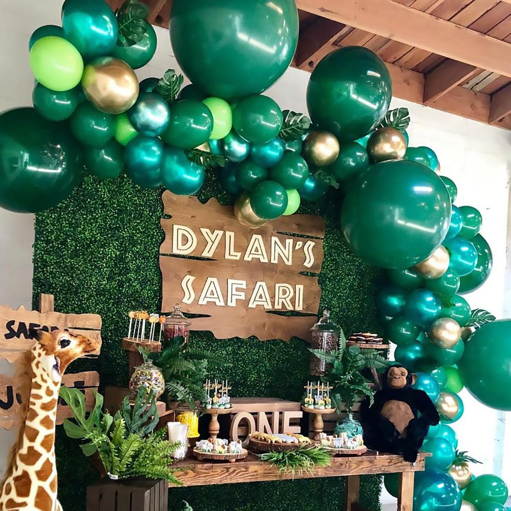 Jungle Party Decorations Green Balloons Palm Leaf latex Animal Forest Birthday Balloon Safari Party Decor Jungle Balloons Animal Zoo Safari Birthday