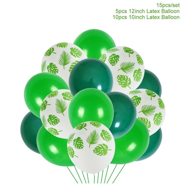 Jungle Party Decorations Green Balloons Palm Leaf latex Animal Forest Birthday Balloon Safari Party Decor Jungle Balloons Animal Zoo Safari Birthday