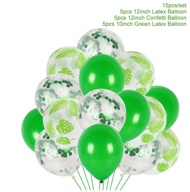 Jungle Party Decorations Green Balloons Palm Leaf latex Animal Forest Birthday Balloon Safari Party Decor Jungle Balloons Animal Zoo Safari Birthday