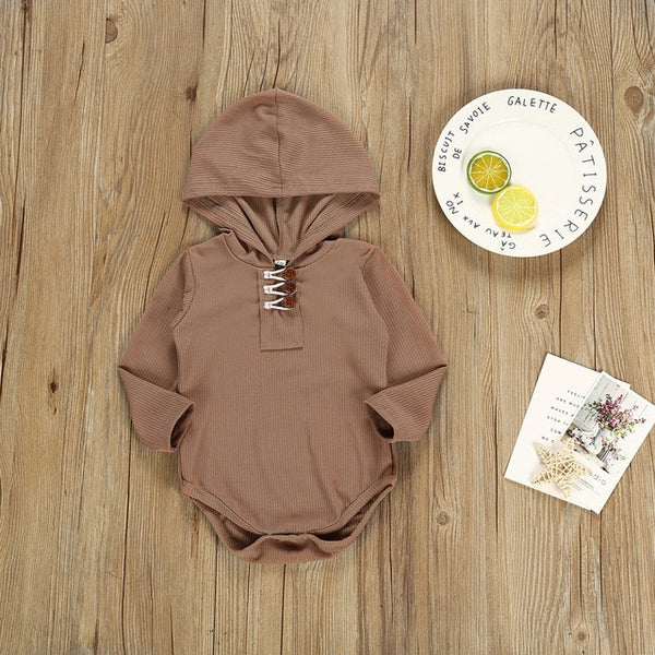 Long Sleeve Thermal Style Hooded Baby Rompers Infant Baby Girls Baby B ...