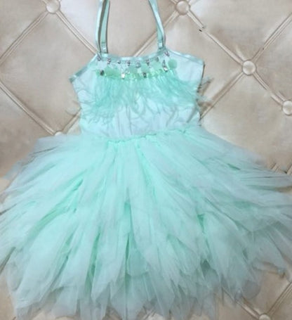 Girls Feather and Tulle Dresses for Birthdays Pageants Spring Dance with Bead Detailing