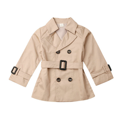 Toddler Girls Solid Trench Coat Autumn Jacket Windbreaker Coat