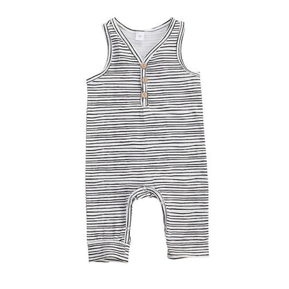 Baby Boys Romper Sleeveless V-neck Pants Striped and Printed Baby Basics