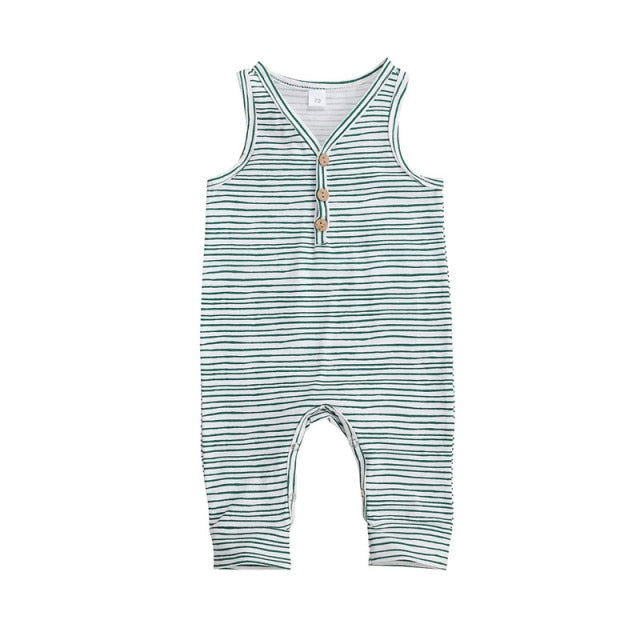 Baby Boys Romper Sleeveless V-neck Pants Striped and Printed Baby Basics