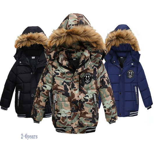 Kids Winter Jacket Parka Thick Warm Coat with Fur Hood Boys and Girls Coats