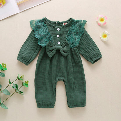 Infant Newborn Baby Girls Long Sleeve Lace Jumpsuit Baby Girl Romper Lace Clothes One Piece Bodysuit Fall Winter Onesies