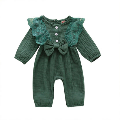 Infant Newborn Baby Girls Long Sleeve Lace Jumpsuit Baby Girl Romper Lace Clothes One Piece Bodysuit Fall Winter Onesies