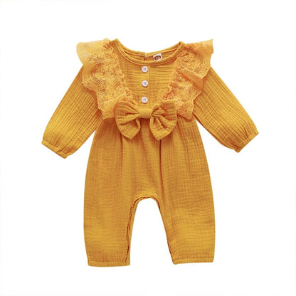 Infant Newborn Baby Girls Long Sleeve Lace Jumpsuit Baby Girl Romper Lace Clothes One Piece Bodysuit Fall Winter Onesies