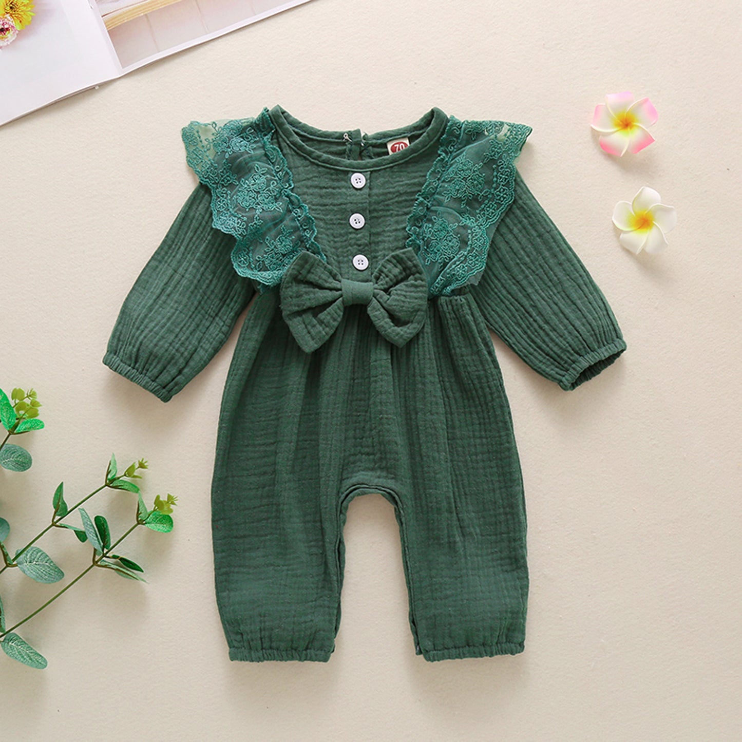 Infant Newborn Baby Girls Long Sleeve Lace Jumpsuit Baby Girl Romper Lace Clothes One Piece Bodysuit Fall Winter Onesies