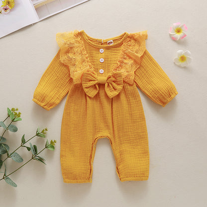 Infant Newborn Baby Girls Long Sleeve Lace Jumpsuit Baby Girl Romper Lace Clothes One Piece Bodysuit Fall Winter Onesies