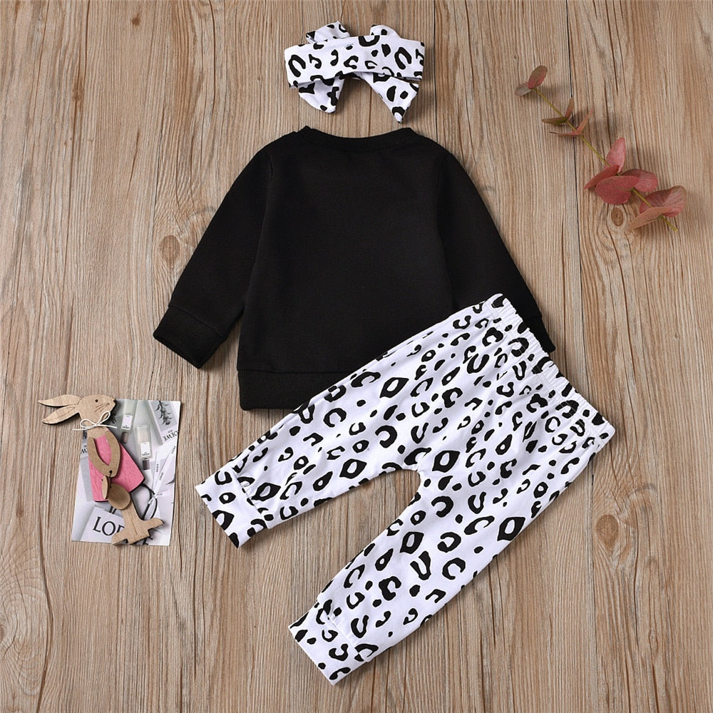 Daddy's Little Princes Long Sleeve Shirt and Leopard Print Pants with Headband Set Daddy's Girl Set