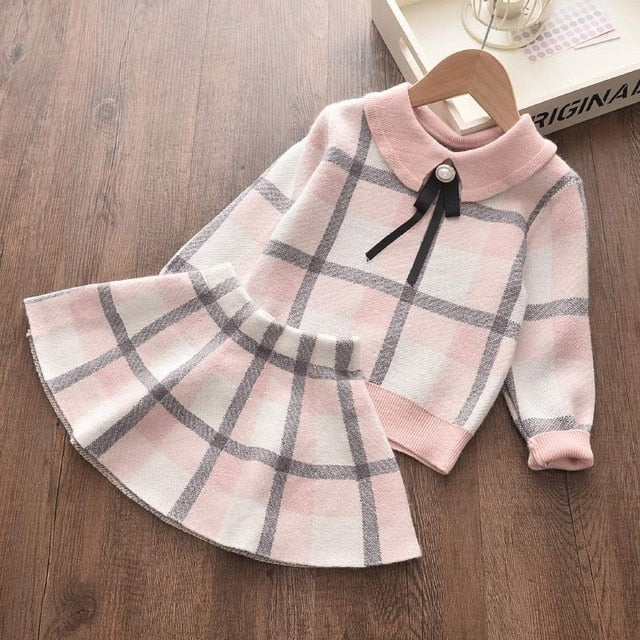 Toddler Girls Clothes Knit Sweater and Pleated Skirts Set Winter Fall Children 2T,3T,4T,5T,6T