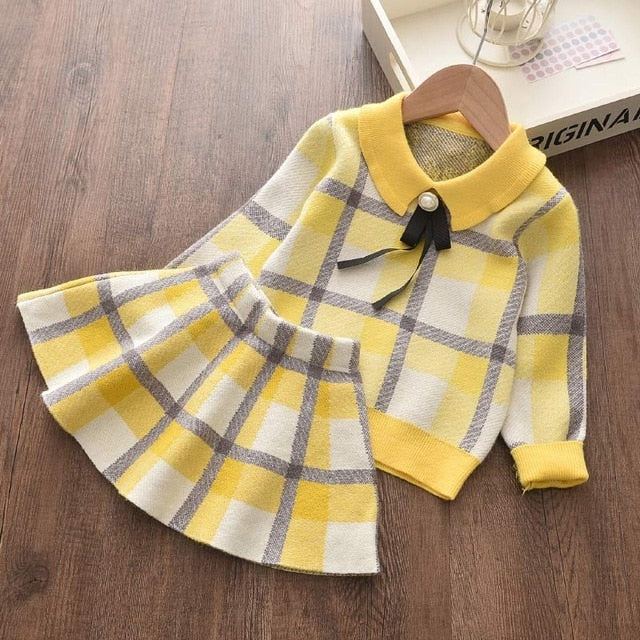 Toddler Girls Clothes Knit Sweater and Pleated Skirts Set Winter Fall Children 2T,3T,4T,5T,6T