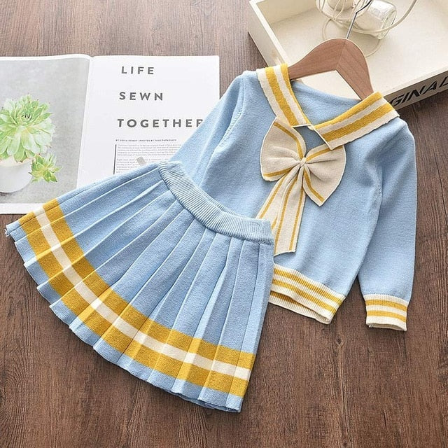 Toddler Girls Clothes Knit Sweater and Pleated Skirts Set Winter Fall Children 2T,3T,4T,5T,6T