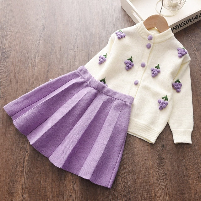 Toddler Girls Clothes Knit Sweater and Pleated Skirts Set Winter Fall Children 2T,3T,4T,5T,6T