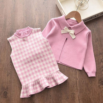 Toddler Girls Clothes Knit Sweater and Pleated Skirts Set Winter Fall Children 2T,3T,4T,5T,6T