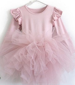 Girls Leotard Princess Tutu Dress Toddlers Baby Girls Dress Long Sleeve Tulle Dance Costume