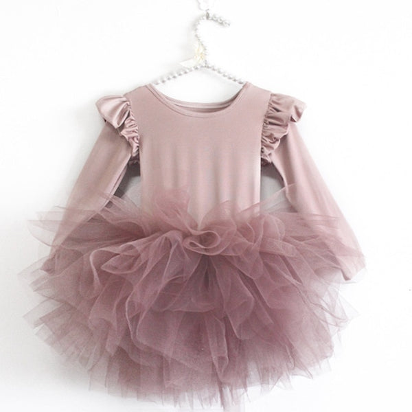 Girls Leotard Princess Tutu Dress Toddlers Baby Girls Dress Long Sleev ...