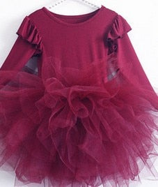 Girls Leotard Princess Tutu Dress Toddlers Baby Girls Dress Long Sleeve Tulle Dance Costume