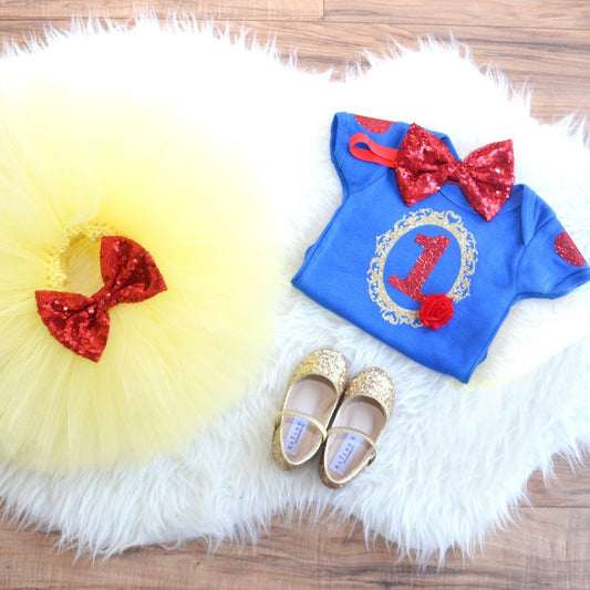 Baby Girl Snow White Inspired First Birthday Outfit Tutu Set