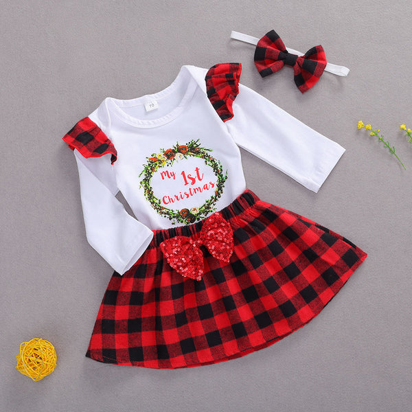 Baby Girl First Birthday Outfit Buffalo Plaid Check Skirt Bodysuit and ...