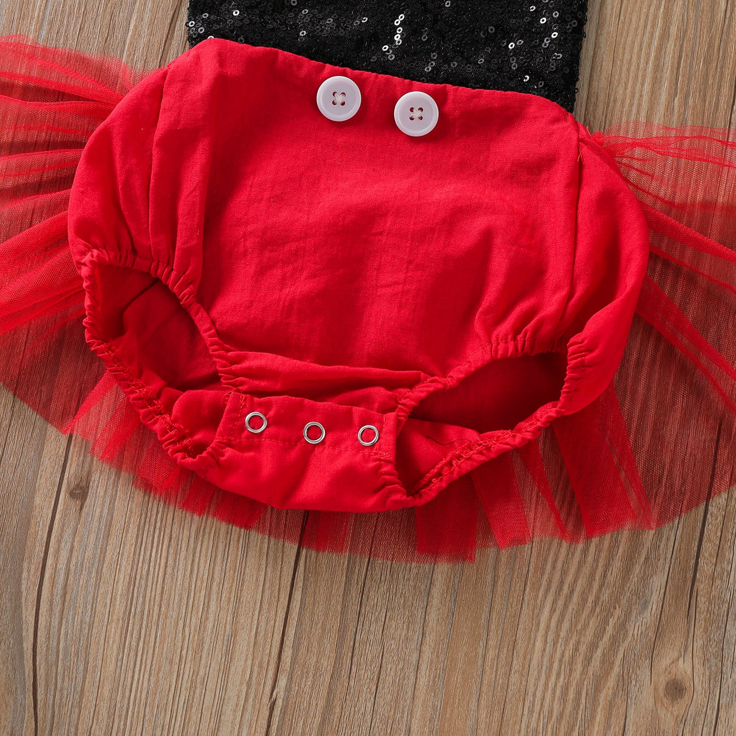 Baby Girl Minnie Mouse Inspired Tutu Romper with Black Sequin Top