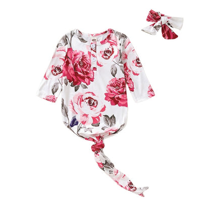 Newborn Girls Floral Blanket Wrap Swaddle Sleeping Gown Coming Home From The Hospital Outfit